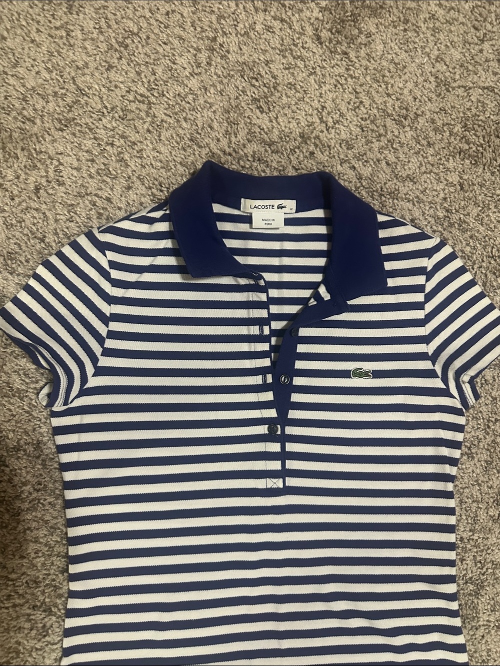 Lacoste Navy and White Striped Polo Mini Dress - Picture 2 of 4